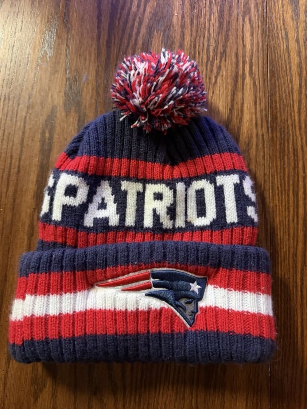 New England Patriots '47 Brand Winter Beanie Pom Hat Red White Blue NFL